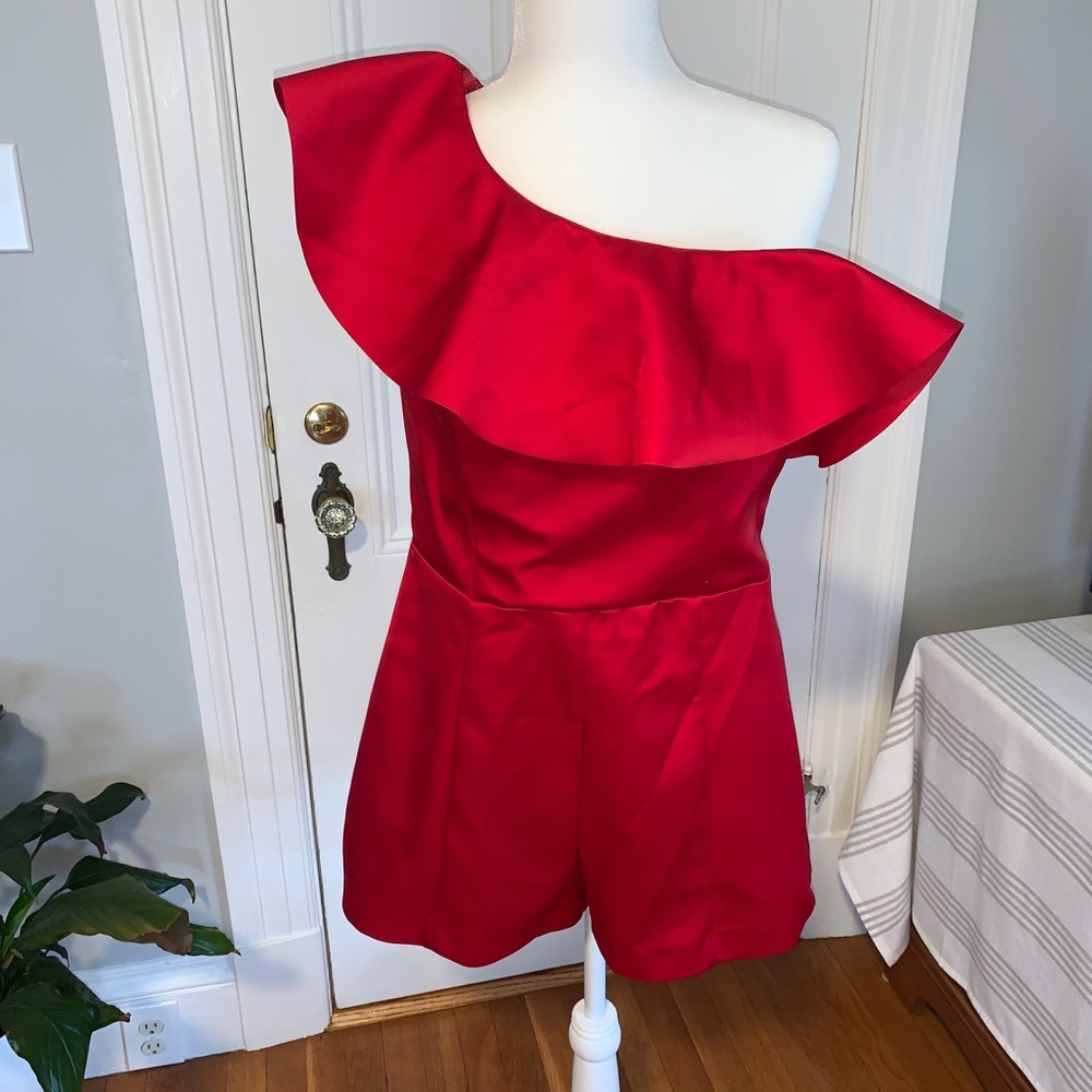 H&M Red One Shoulder Romper size 14